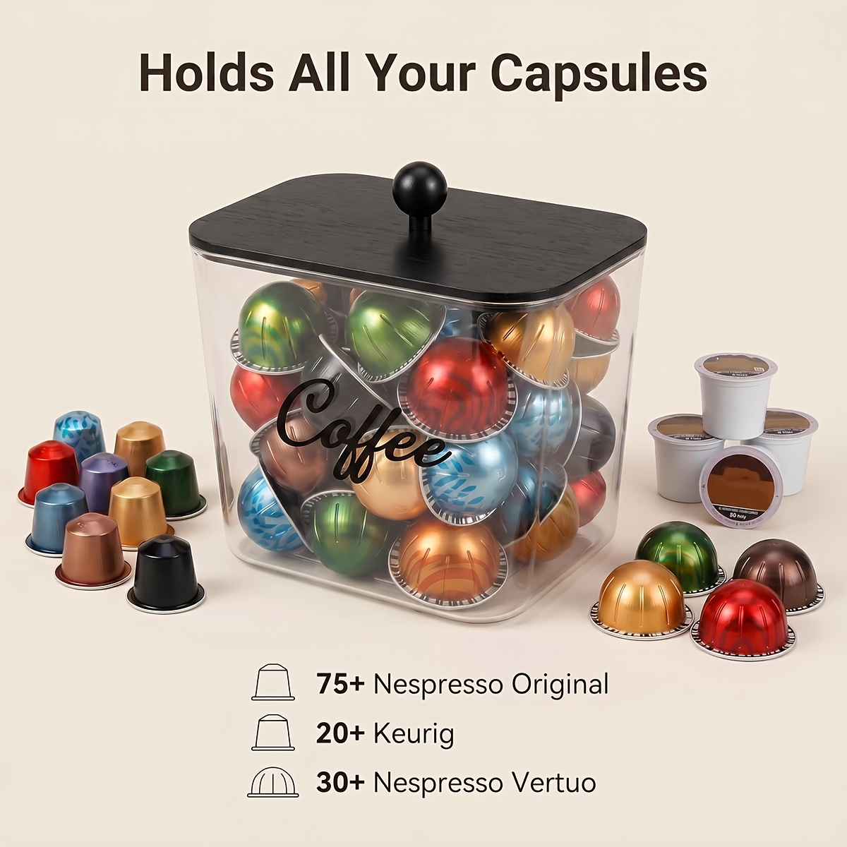 Coffee Pod Holder with Lids Pl - đánh giá và giá Coffee Equipment Organizer